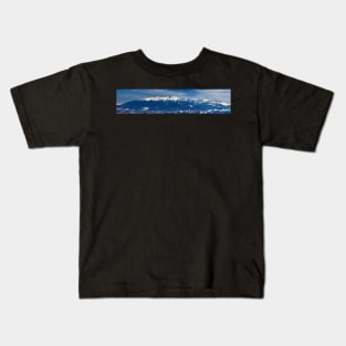 Mountain range in winter, Bucegi Mountains, Romania Kids T-Shirt